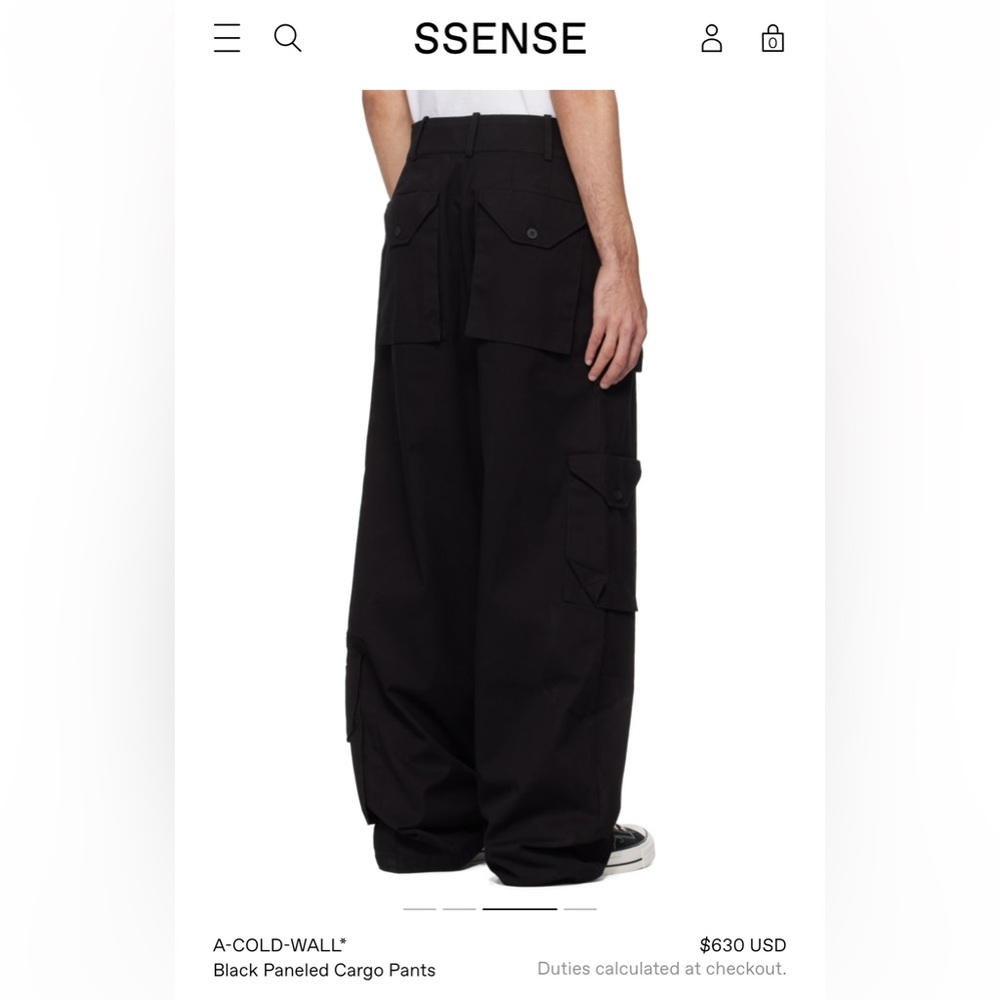 A-COLD-WALL* Black Panel Cargo Pants - Picture 3 of 4